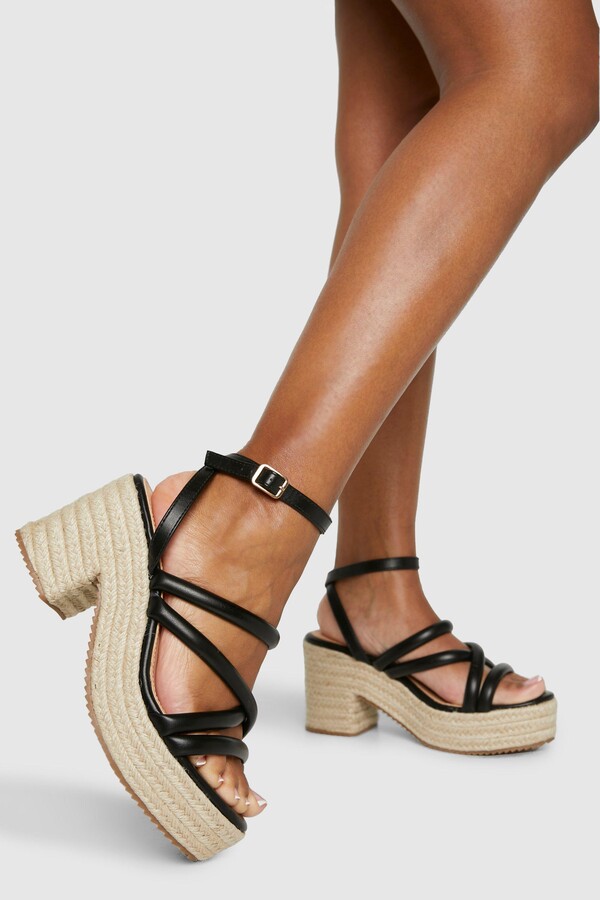 Peep Toe Boohoo Shoes Wedges Boohoo Wide Fit Woven Strap Wedges