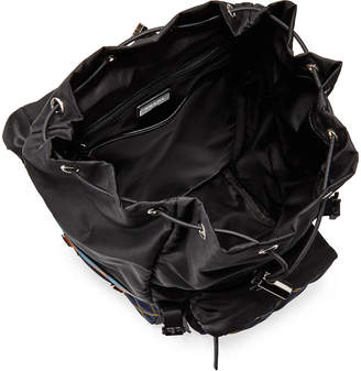 Prada Patterned Nylon & Leather Utility Backpack