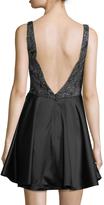 Thumbnail for your product : La Femme Sleeveless Fit-and-Flare Embellished Satin Cocktail Dress