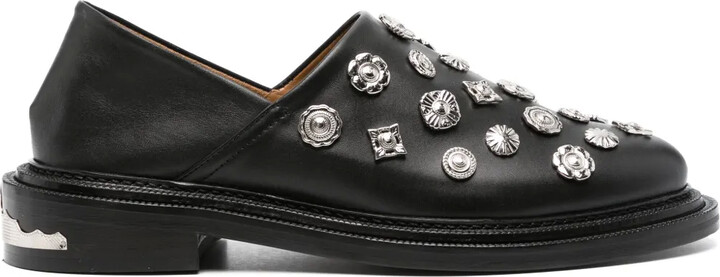 Toga Virilis Stud-Embellished Leather Loafers