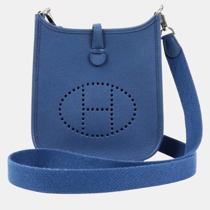 Hermes Shoulder Bag Evelyn TPM Taurillon Clemence Estimated Deep Blue
