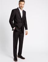 Thumbnail for your product : Marks and Spencer Charcoal Textured Regular Fit Wool Trousers