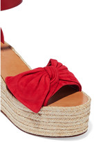 Thumbnail for your product : Valentino Garavani Bow-embellished Suede And Leather Platform Espadrille Sandals