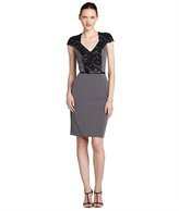 Thumbnail for your product : Single Dress charcoal lace accented stretch 'Tachina' capped sleeve dress