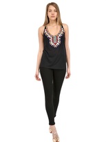 Thumbnail for your product : Emilio Pucci Beaded Cotton Blend Jersey Tank Top