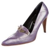 Thumbnail for your product : Versace Logo Leather Pumps