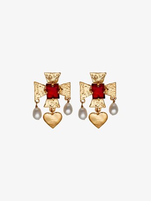 MONDO MONDO Gold-Plated Cardinal Pearl Drop Earrings