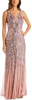 Thumbnail for your product : Nightway Sequined Mesh Gown