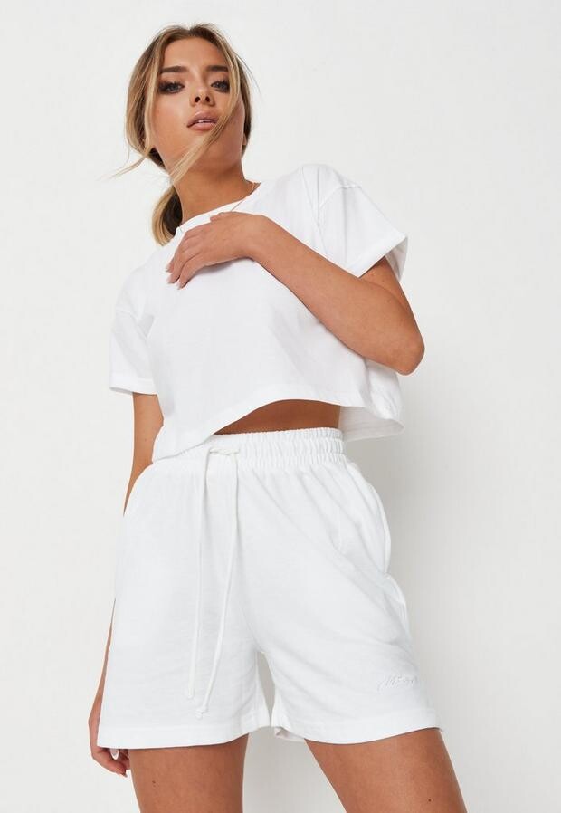 White jogger shorts womens Clearance