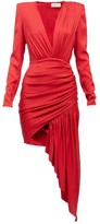 Thumbnail for your product : Alexandre Vauthier Plunge-neck Draped Silk-blend Mini Dress - Red