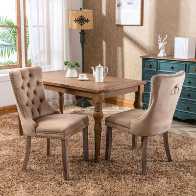 Red Barrel Studio Dining Seats In Blue Velvet Sw2001bl - Foam Padding Stable Frame Velvet Upholstered Chairs Pair Wood Legs Comfortable Seat