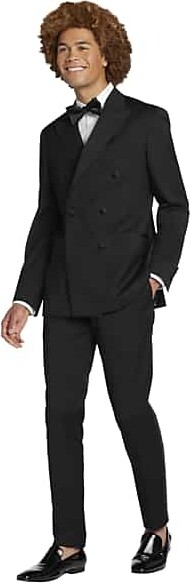 BLACK by Vera Wang Men's Slim Fit Wool Double Breasted Peak Lapel Tuxedo Jacket Black Formal