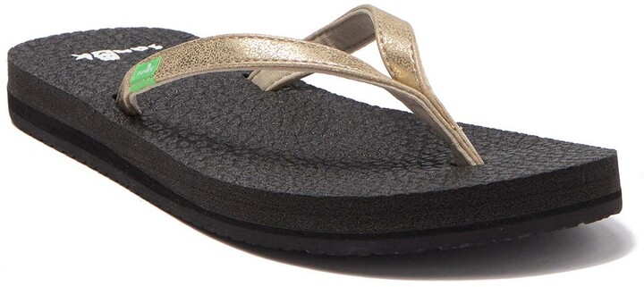 Sanuk Yoga Joy Champagne Gold Metallic Flip Flops Sandals Women's Size 9 -  Helia Beer Co