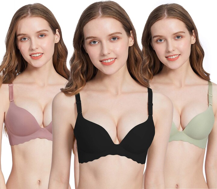 Eleplus Non Wired Bras for Women Comfort Seamless No Show Bra Pack of 3