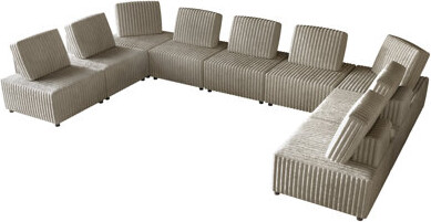 Latitude Run Beige Velvet Modular Chair & Corner Set