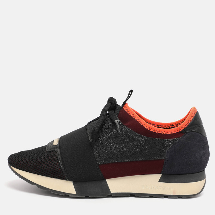 Balenciaga Multicolor Leather And Mesh Race Runner Low Top Sneakers Size 39