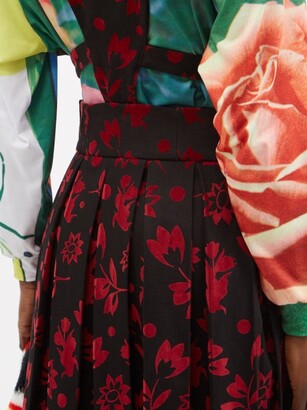 Chopova Lowena Vebula Upcycled Flocked Cotton Pinafore Dress - Red Multi
