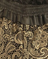 Thumbnail for your product : ChicNova High Waist Shorts with Golden Floral Lace and PU Panel