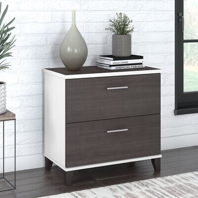 Ardeha 39 W 3-Tiers Wood Storage File Cabinet with 3 Drawers &3 Side Storage Shelve &Built-in Outlet Wade Logan Finish: Gray