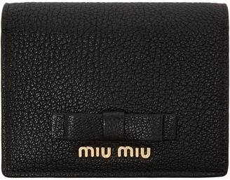 Miu Miu Black Leather Bow Wallet