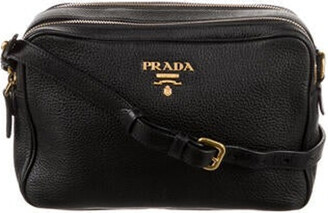Prada Vitello Double Zip Crossbody Camera Bag in Taupe Gray Leather Grey  ref.665126 - Joli Closet