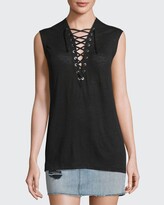 Thumbnail for your product : IRO Tissa Slub Linen Lace-Up Top, Black