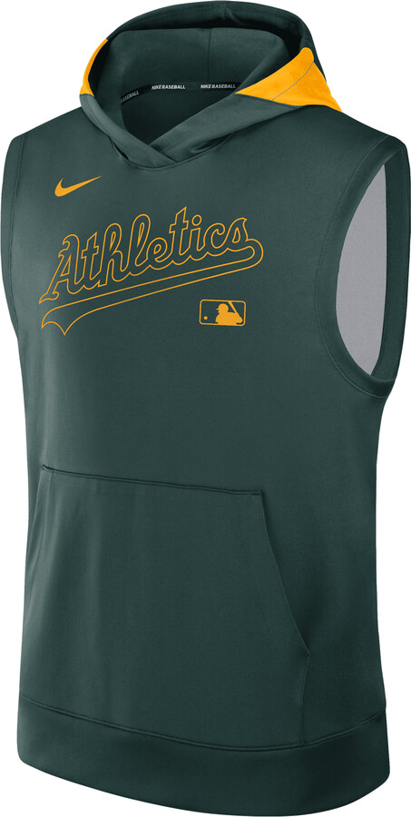 Athletics Authentic Collection Men's Nike Men's Dri-FIT MLB Sleeveless Pullover Hoodie in Green | 013U023NFZ-2G5