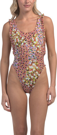 TJMAXX Garden Thong One-Piece Swimsuit For Women, Spandex