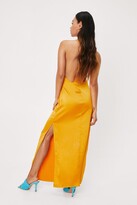 Thumbnail for your product : Nasty Gal Womens Petite Plunging Satin Split Hem Maxi Dress