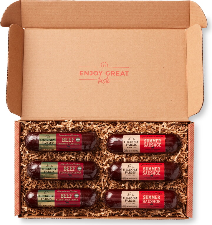 Hickory Farms Summer Sausage Flight, 6 Pieces | Variety Summer Sausage Gift Under $50