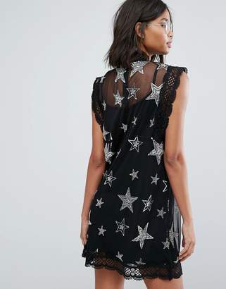 Sister Jane Mesh Dress With Sequin And Beaded Star Patches