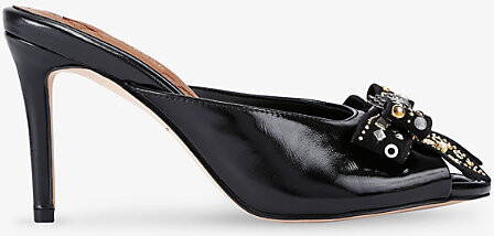 Kurt Geiger Womens Black/Comb Belgravia Heeled Leather Mules Eur 39 / 6 Uk Women