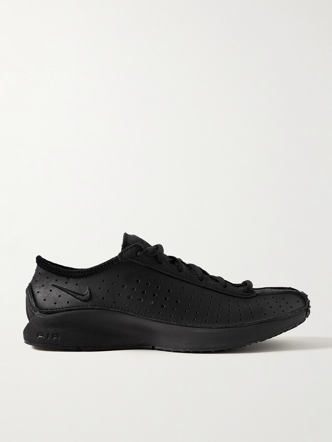Nike - Air Superfly Perforated Leather And Suede Sneakers - Black