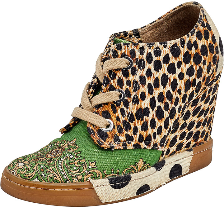 multicolor wedge sneakers