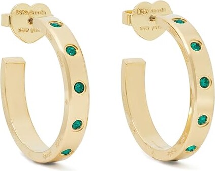 Kate Spade Set In Stone Hoops Women's Earring Emerald Brass/Cubic Zirconia/Glass