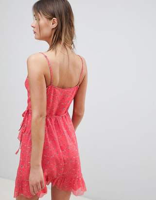 Abercrombie & Fitch Floral Wrap Dress With Frill Detail