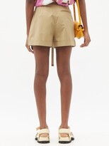 Thumbnail for your product : Loewe Tie-waist Pleated Cotton Shorts - Beige