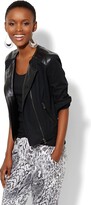 Thumbnail for your product : New York and Company Faux Leather-Trim Moto Jacket