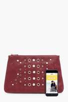 Thumbnail for your product : boohoo Womens Maisy Pearl And Eyelet Zip Top Clutch