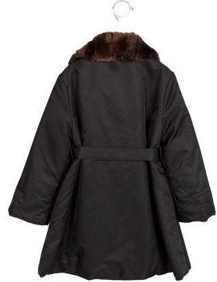 Helena Girls' Faux Fur-Trimmed Belted Coat