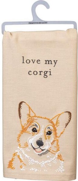 Primitives by Kathy Love My Corgi Dish Towel