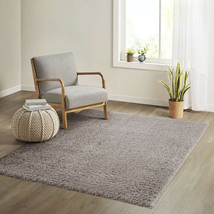 Dovelina 6' x 9' Grey Super Soft Polyester Shag Area Rug