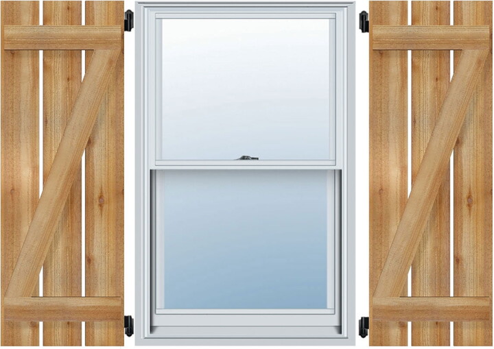 34 3/4"W x 37"H TimberCraft Six 5 3/8" Boards Spaced Board-n-Batten Shutters w/Z-Bar, Rough Sawn Western Red Cedar (Per Pair)
