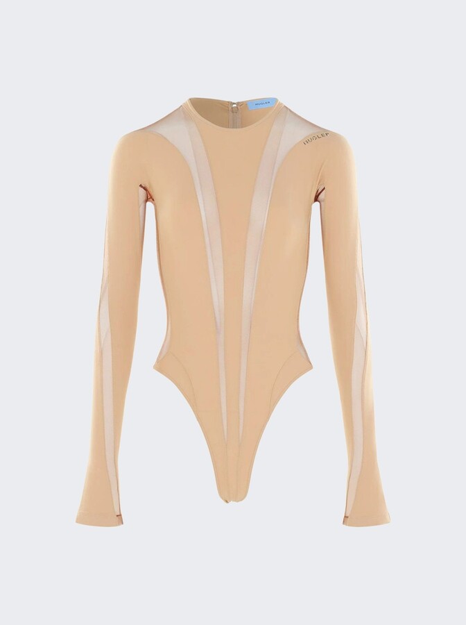 Thierry Mugler Long-sleeve Sheer Panel Bodysuit