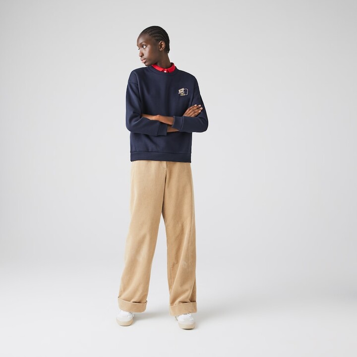 lacoste crew neck badge fleece sweatshirt