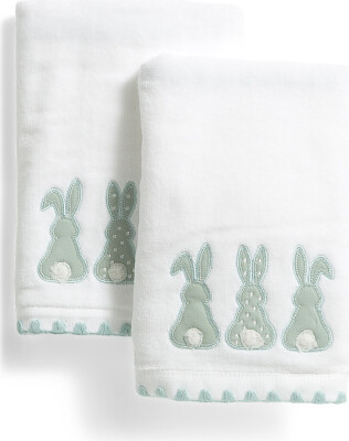 TJMAXX 2Pk Bunny Backs Embroidered Hand Towels, Cotton