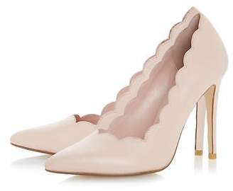 Dune Ladies ATHENA Scallop Trim Court Shoe in Blush Size UK 8