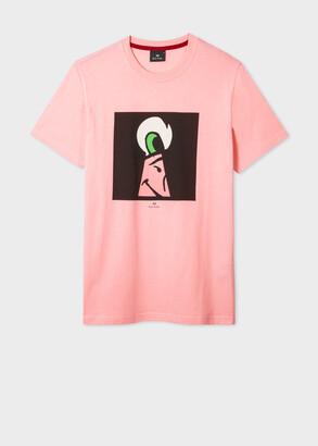 Paul Smith Men's Light Pink 'Keyhole' Print Cotton T-Shirt
