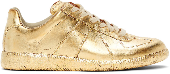 Maison Margiela Gold Semi-Metallic Replica Sneakers - ShopStyle