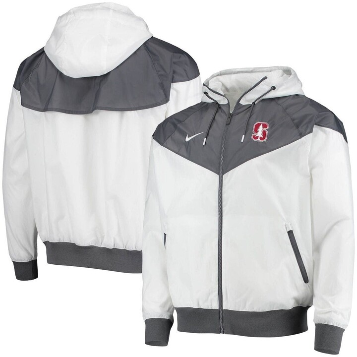 Nike Men's White Stanford Cardinal Windrunner Raglan FullZip Hoodie